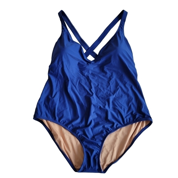 J. Crew Blue Cross Back One Piece Swimsuit - Picture 2 of 11
